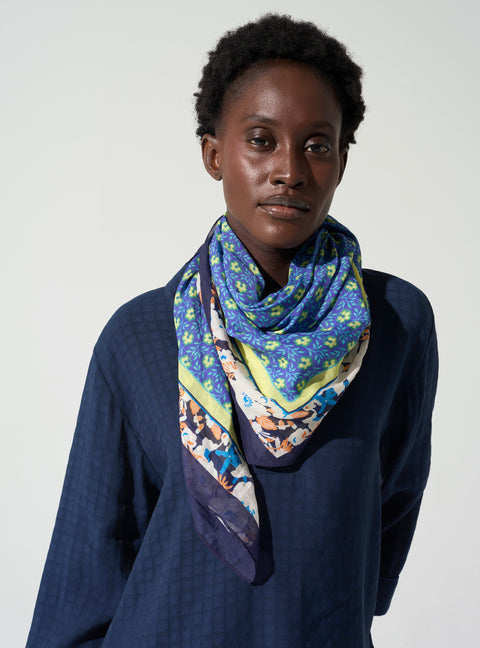 Blue printed scarf