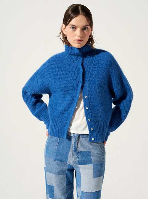 Cardigan col montant